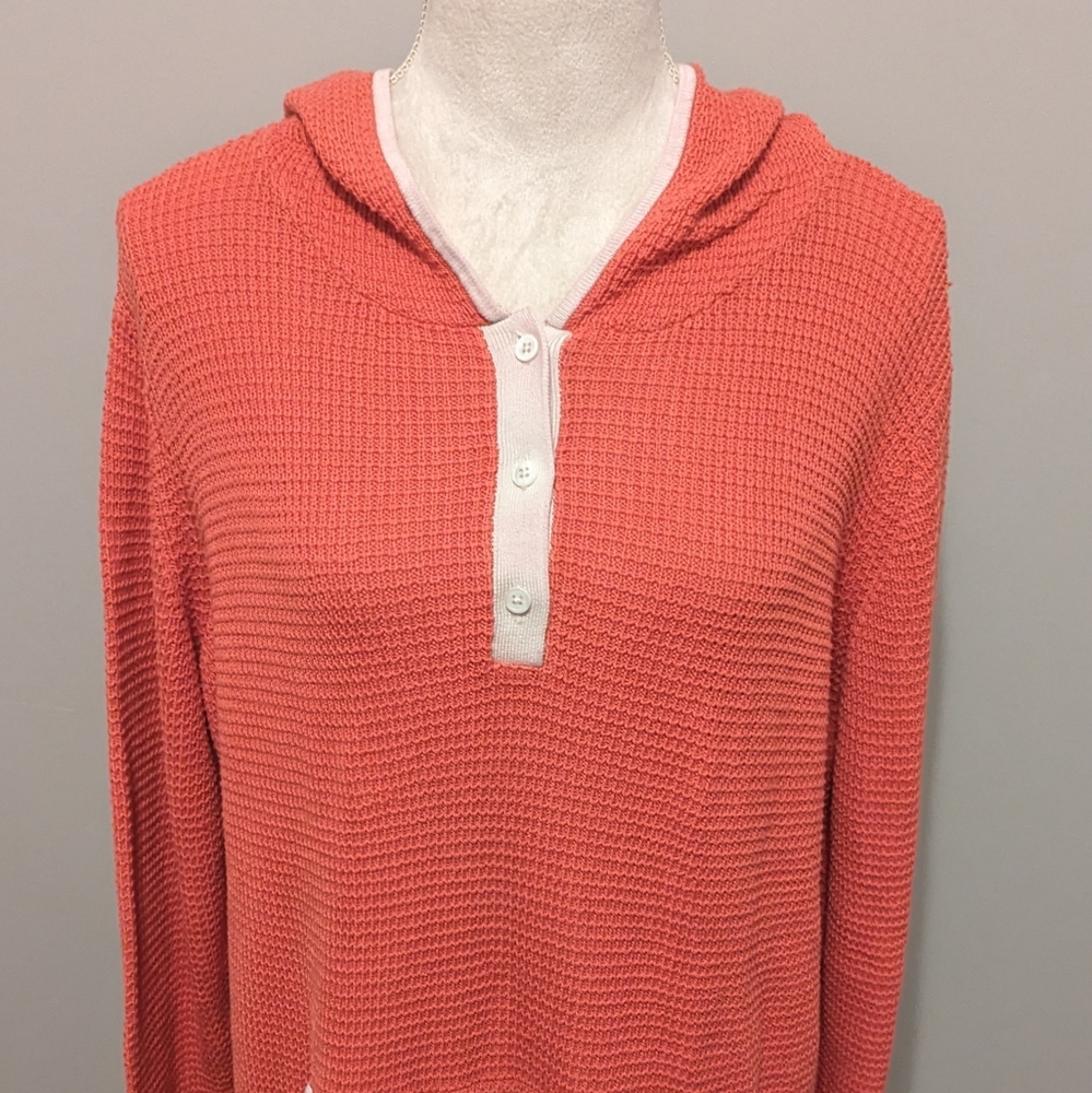 Bloomingdale's Women's Sweater Pullover Orange Hood  Silk Blend 3X